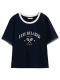 Vintage Contrast Stitch Round Neck T-Shirt