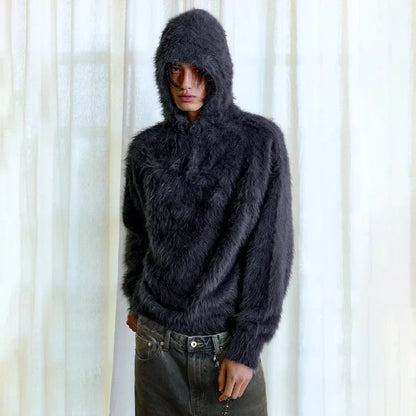 Retro Cozy Knitted Half Zipper Hoodie