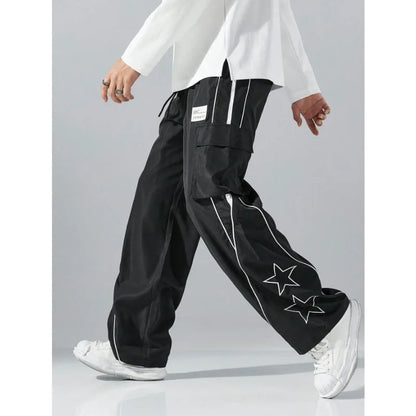 Trendy Casual Star Print Multi Pocket Jogger