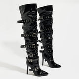 Gothic Punk Buckle-Belts High Heel Boots