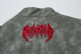 Winter High Street Flame Letter Leather Jacket