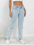 Versatile Everyday Mid-Waisted Light Blue Jeans
