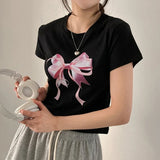 Cute Bow Print Fairy Graphic T-Shirt