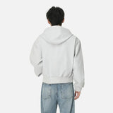 Chic Plaid Colorblock Double Zipper Hooded Sweatshirt