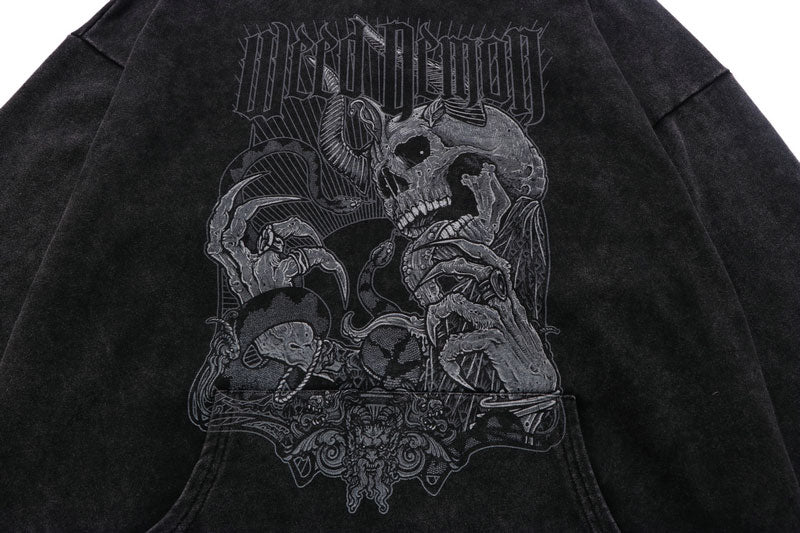 Hungry Demon Print Hoodie