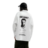 Oversized Papa Letter Print Lon Shirt