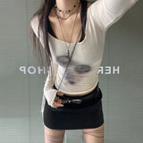 Sheer Mesh Cropped Korean Top