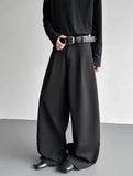 Pleated Style Solid Color Thickened Loose Pants