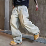 Flattering Vintage Washed Distressed Wide Leg Jeans
