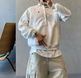 Retro Embroidered Turn Down Collar Sweatshirt
