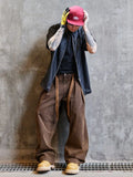 Brown Distressed Loose Fit Wide Jeans
