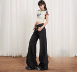 Women Vintage Y2K Solid Color Denim Jeans