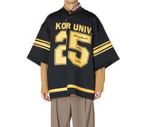 Japanese Patchwork Letter Print Baseball T-Shirt