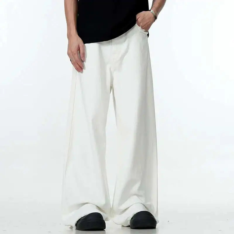 Solid Color Raw Edge Denim Jeans