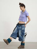 Vintage Cozy Drawstring Cargo Denim Jorts