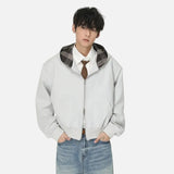 Chic Plaid Colorblock Double Zipper Hooded Sweatshirt