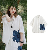 Embroidered Shoulder Mid-Length Shirt