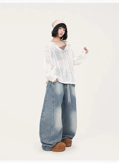 Blue Jazz Frayed Denim Long Jeans