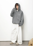 Y2K Embroidered Oversized Striped Hooded Sweatshirt