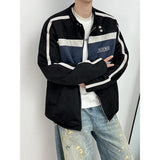 Vintage Contrast Motorcycle Suede Bomber Jacket