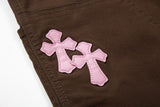 Pink Cross Straight-leg Gothic Pants