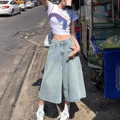 Y2K Wide-Leg Denim Jorts