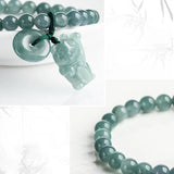 Talisman Blue Jadeite Fortune Cat Bracelet