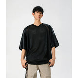 Casual Japanes Style Breathable Mesh V-Neck T-Shirt