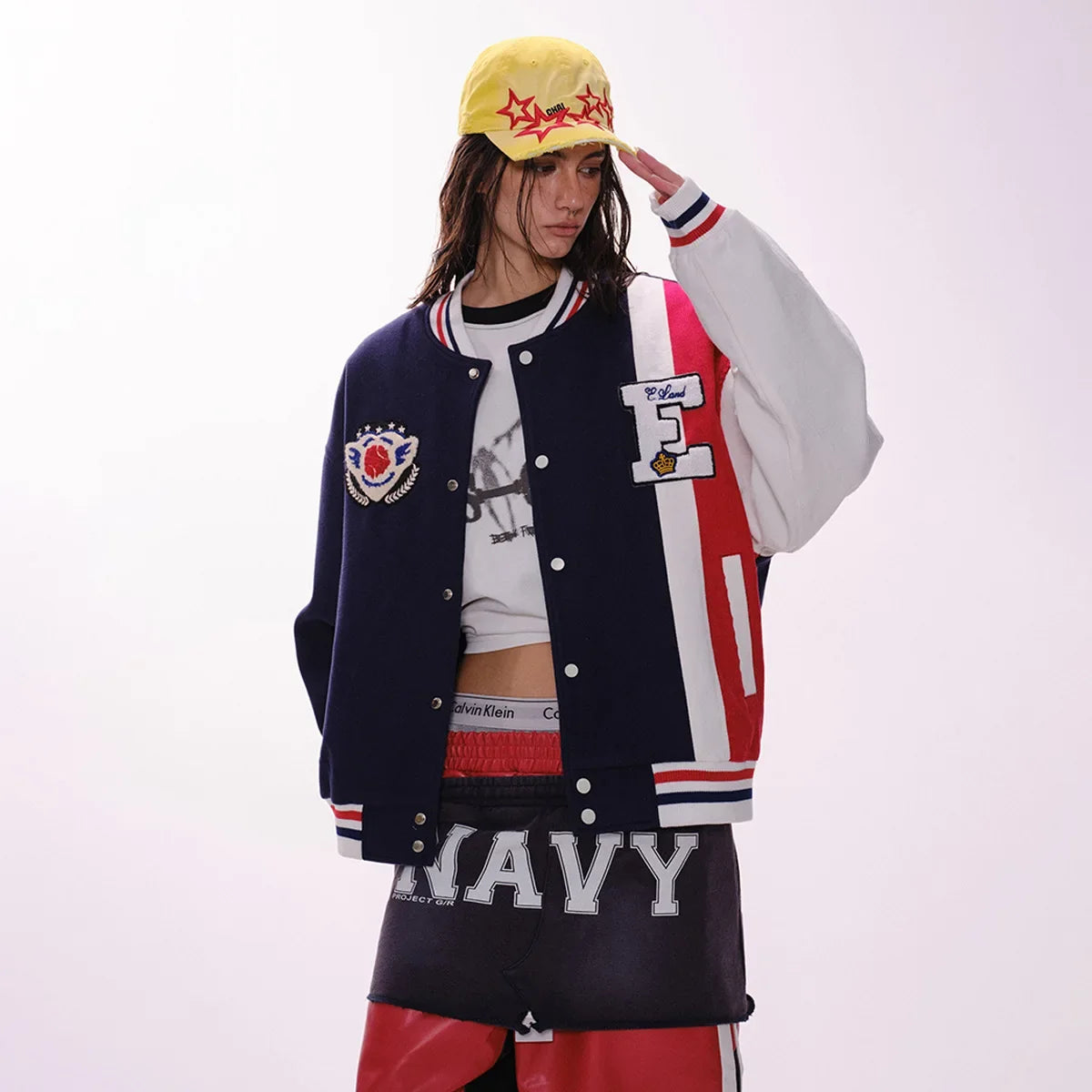 Y2K Embroidered Patchwork Baseball Varsity Jacket