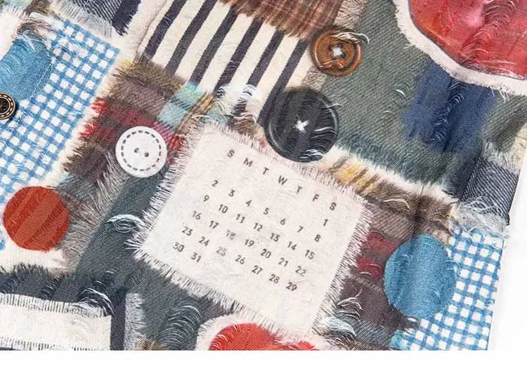 Graphic Patchwork Short Sleeve Shirt