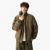 Streetwear Solid Color Padded Faux Fur Jacket