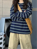 Chic Korean Striped Long Sleeve Sweatshirt