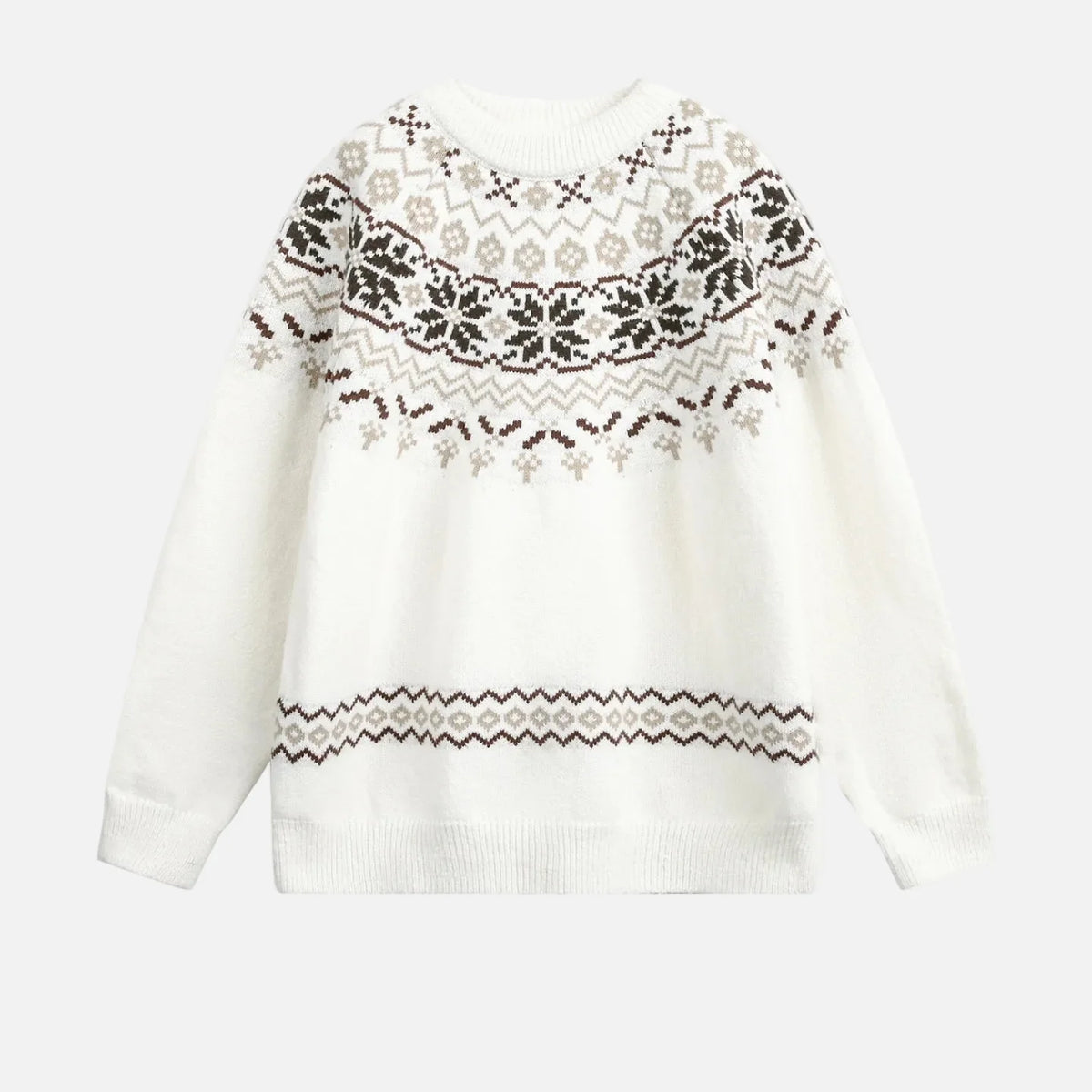 American Style Oversized Fair Isle Crewneck Sweater