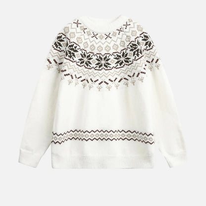 American Style Oversized Fair Isle Crewneck Sweater