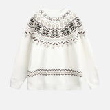 American Style Oversized Fair Isle Crewneck Sweater