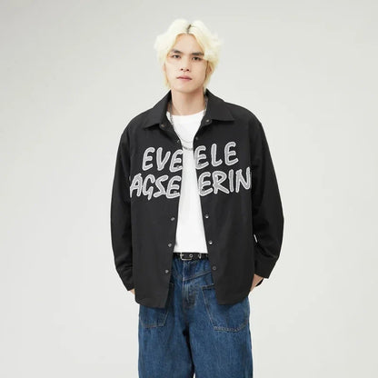 Flattering Vintage Loose Casual Letter Jacket