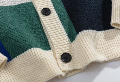 Colorblock Plaid Cardigan