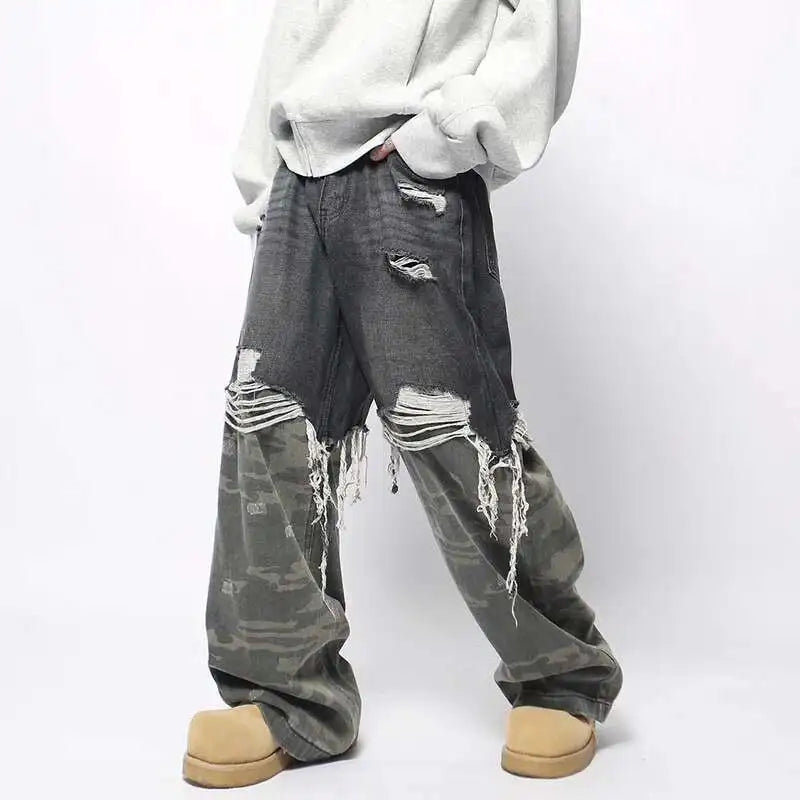 Stylish Camo Printed Straight Denim Jeans