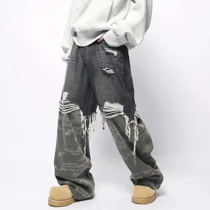 Stylish Camo Printed Straight Denim Jeans