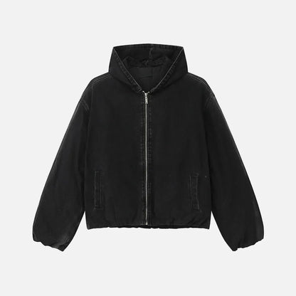 Bold Gradient Warm Denim Hooded Jacket