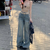 Y2K Cozy Blue Retro Wide Leg Jeans