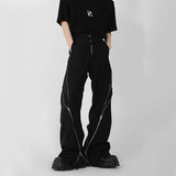 Loose Solid Color Side Zippers Pants