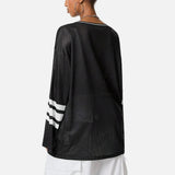 Breathable Mesh Printed V-Neck Long Sleeve T-Shirt