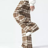 Streetwear Plaid Casual Straight Leg Jogger