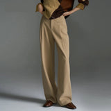 Fashionable Solid Wide Leg Classic Pants