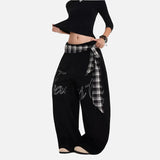 Chic Patchwork Drawstring Elastic Waist Jogger