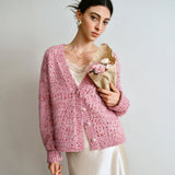 Women Y2K Cozy Chunky Knit V-Neck Cardigan