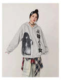 Versatile High Street Portrait Print Hooded Sweatshirt