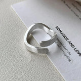 Geometric Asymmetric Matte Sterling Silver Ring