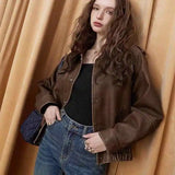 Vintage American Style Retro Maillard Style Jacket
